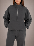 Unisex 3/4 Zip - Washed Black