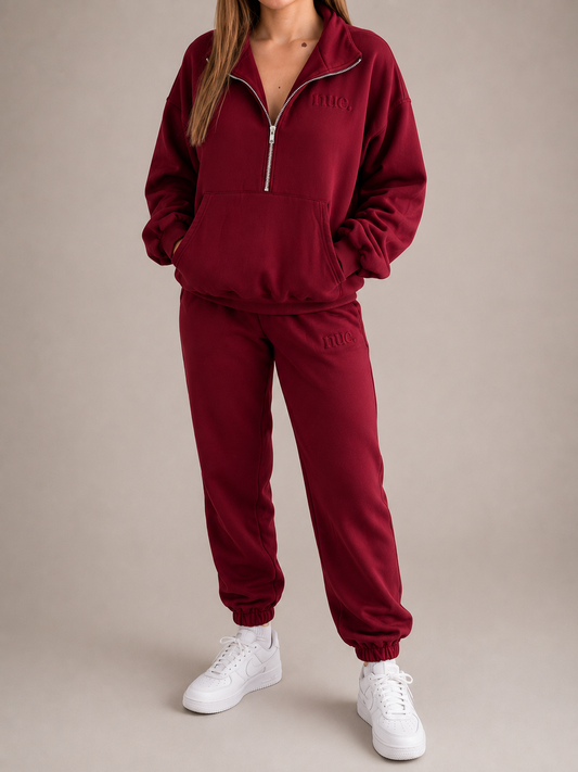Unisex Cuffed Trackpant - Burgundy