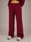 Womens Wide Leg Trackpant - Burgundy