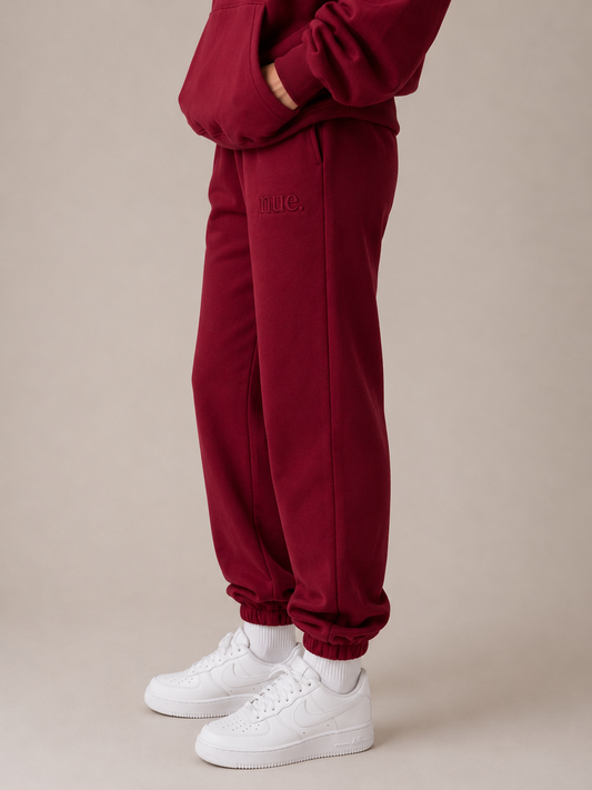 Unisex Cuffed Trackpant - Burgundy