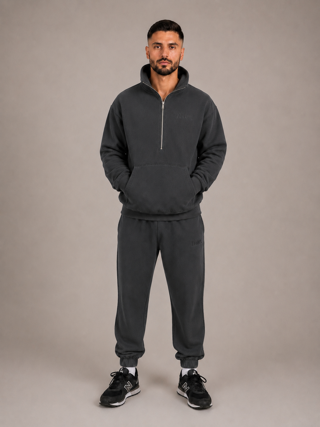 Unisex 3/4 Zip - Washed Black