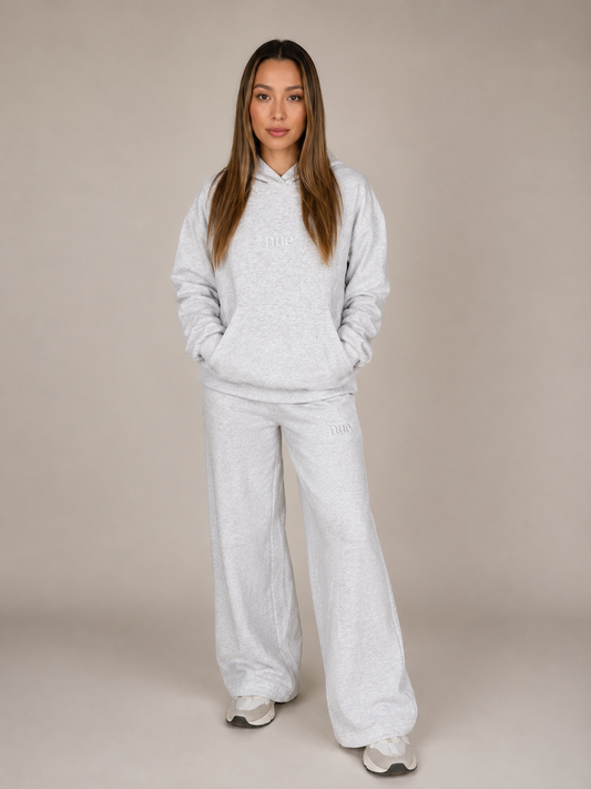 Womens Wide Leg Trackpant - Light Grey