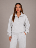 Unisex 3/4 Zip Sweater - Light Grey