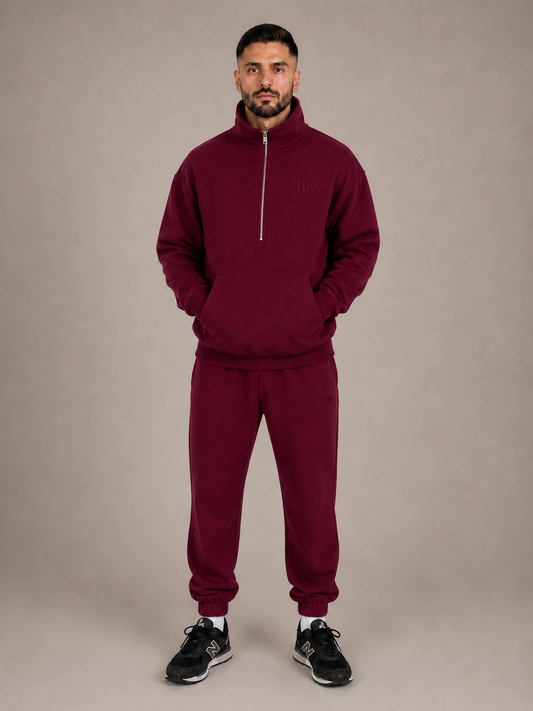 Unisex 3/4 Zip - Burgundy