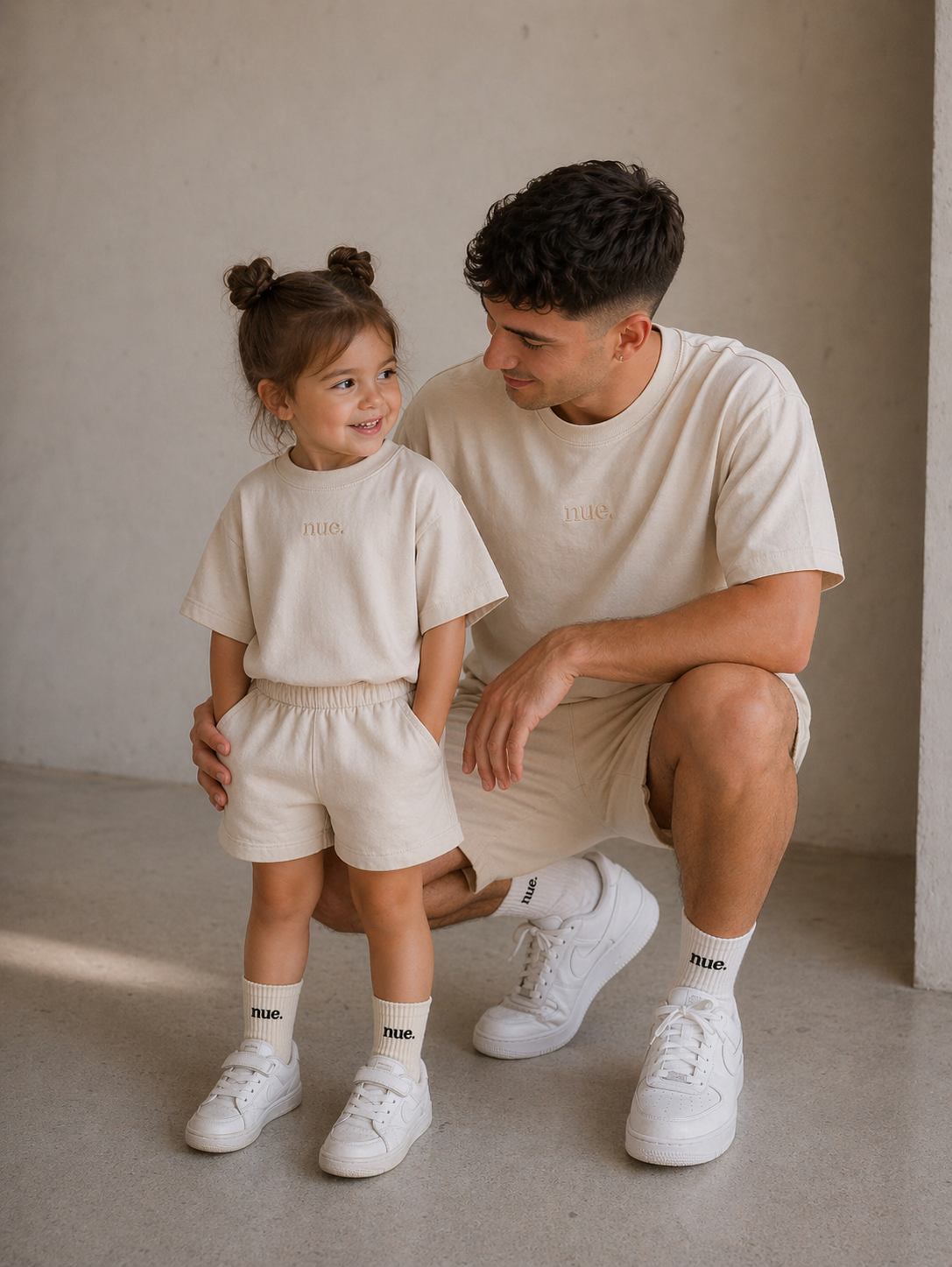 The Adult Tee & Mini Set - Oat (NO SHORTS ADULT)