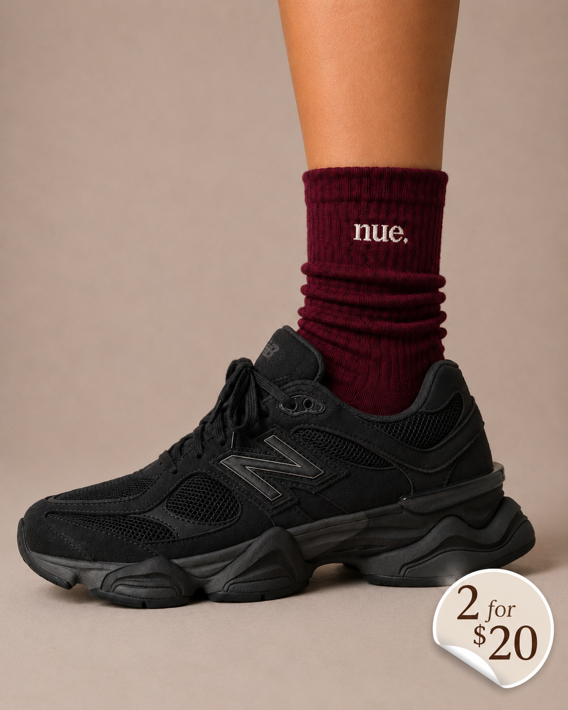 Adult Crew Socks - Burgundy